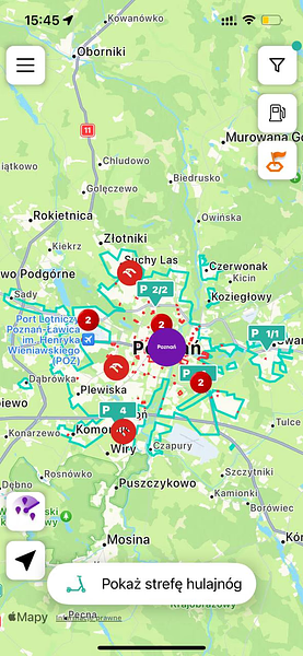 Mapa, na której znajduje się strefa